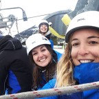 Rebecca, Ellen and Esther excited for the Canillo zipline