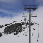 Blue sky creeping through above the Solana chairlift